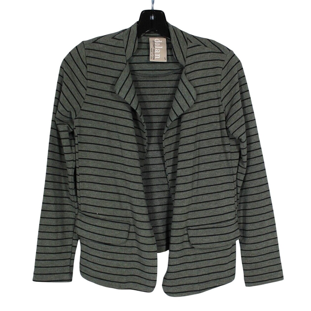 DOLAN LEFT COAST Anthropologie OPEN FRONT Gray w/Black STRIPED Cardigan/Topper S